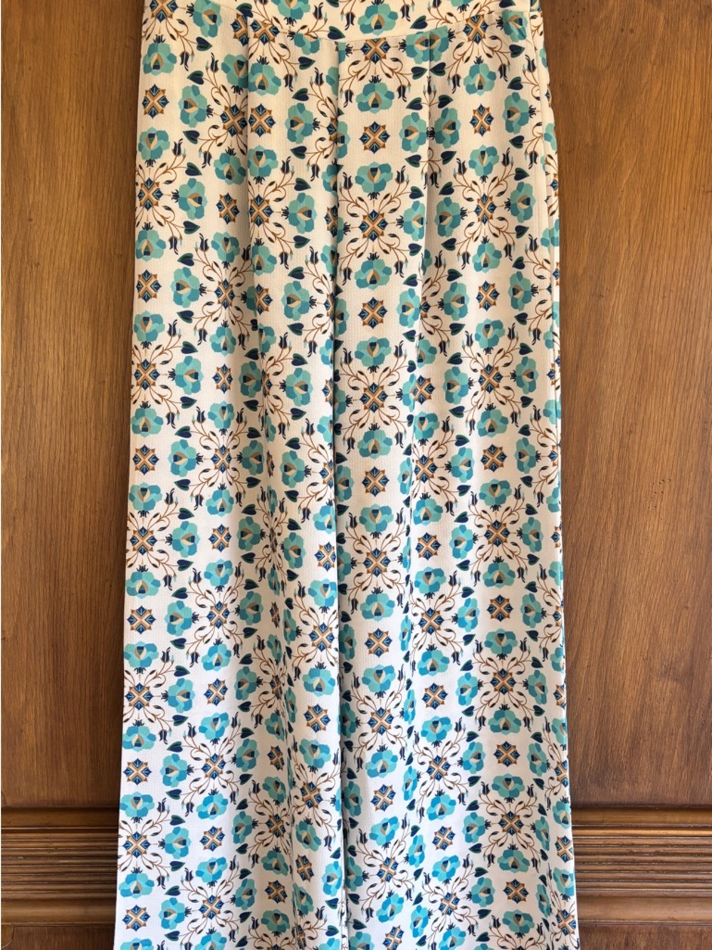 Tasha Pollizi Flowy Pants in Blue and Teal, Size Small